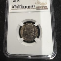 1941 S Brilliant Uncirculated Jefferson Nickel Graded By NGC At MS65 3-2