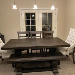 Wood Dining Room Table With Bench And Chairs