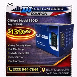 Clifford 1-Way Security Car Alarm System 1/2 Mile Range Shock Sensor 6-Tone Siren 🚨 Payment Options Available 🚨 No 
