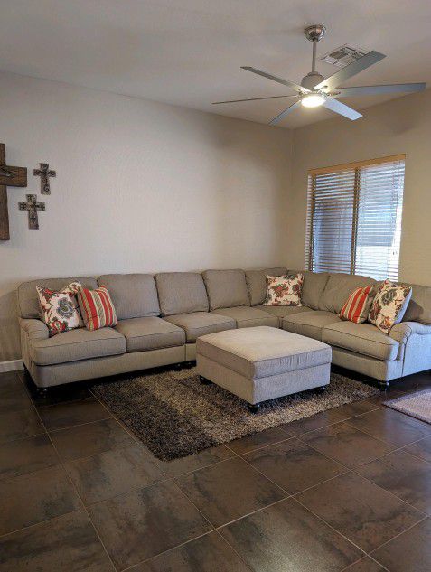 Ashley's Beige Sectional Couch 