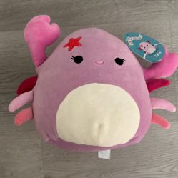Squishmallows Pink Crab With Starfish Pin Plush Cailey 8 Inch