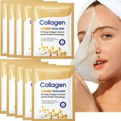 10-Pcs Deep Moisturizing Collagen Mask, Hydrating, Plumping, Elasticity Improvement Mask