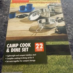 NEW CAMP COOK & DINE SET- Ozark Trail 22-Piece Mess Kit and Pans Set with Mesh Carrying Bag