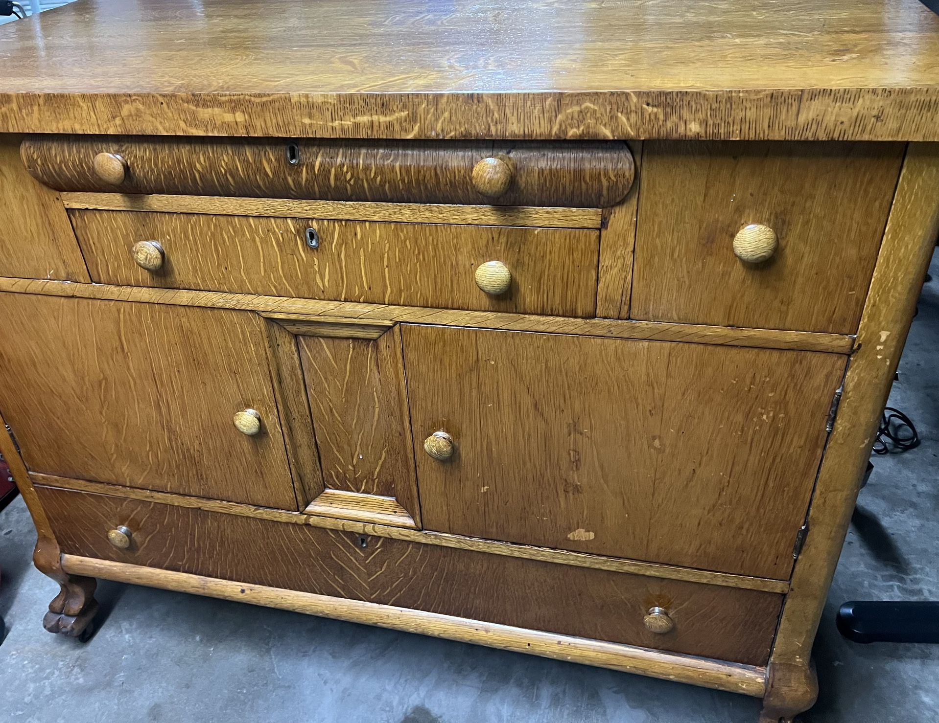 Antique Kitchen Buffet - Lion Paw Feet