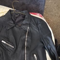 Leather bomber jacket
