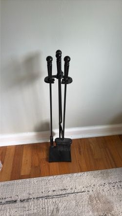 Black fireplace tool set