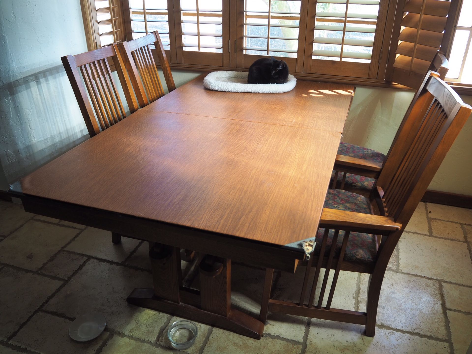 Antique Oak Craftsman Dining Table with Chairs (BEST OFFER, NEEDS TO GO)