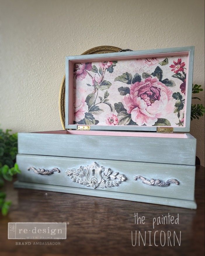 Shabby Chic Refinished Floral Jewelry Box