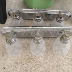 3 bathroom vanity light fixtures w/ all hardware and shades