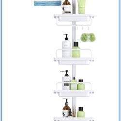 Rustproof Shower Caddy Corner for Bathroom, 4-Tier Tension Pole Stainless Steel Shower Organizer, 56 to 115 Inch Adjustable Bathtub Shower Shelf Stora