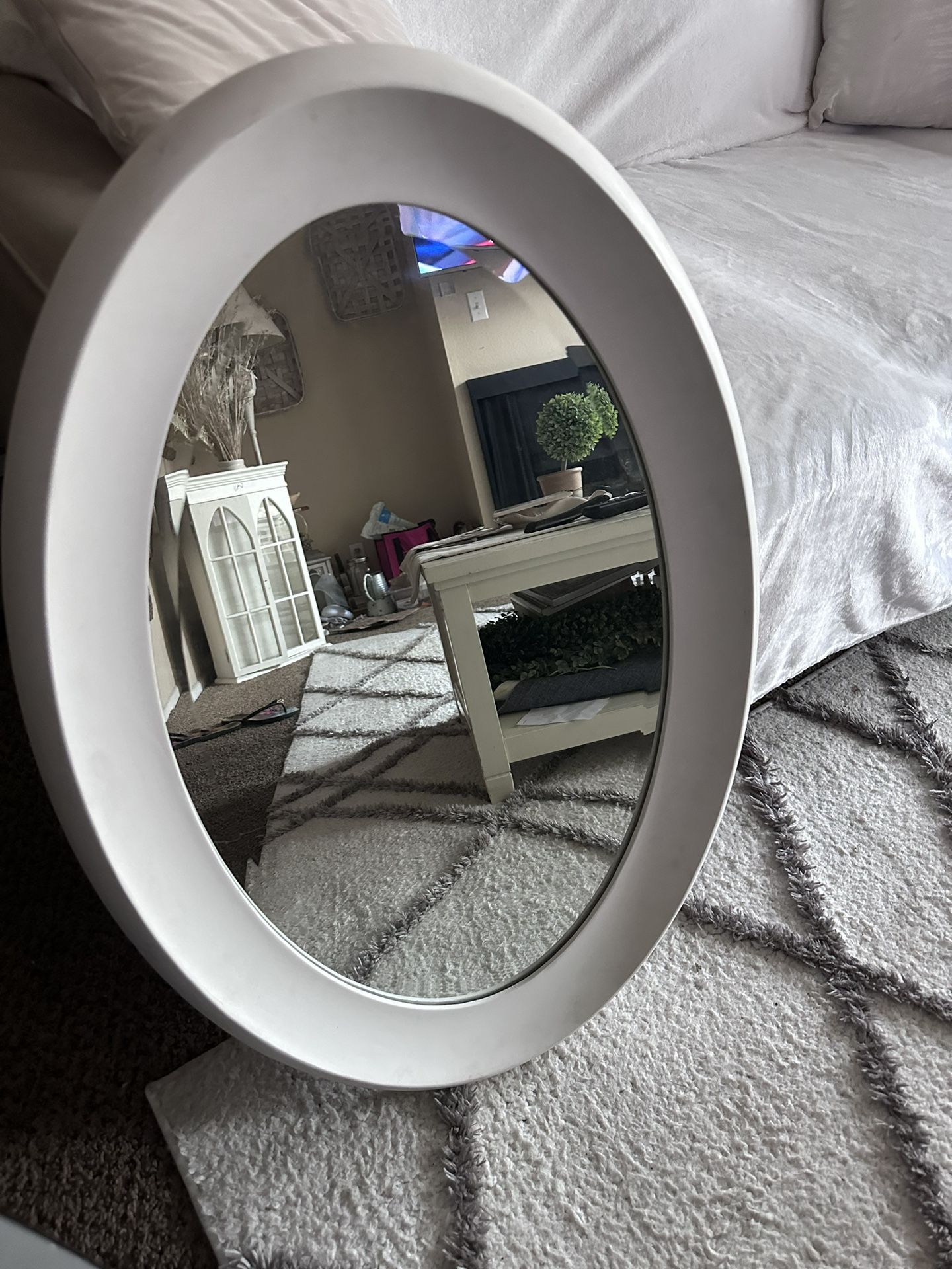 White Oval Mirror