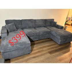 Corduroy U Shaped Sectional Sofa - Limited Time Offer