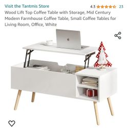 Wood Lift Top Coffee Table with Storage, Mid Century Modern Farmhouse Coffee Table, Small Coffee 