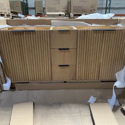 *Defective Door* 72” Light Oak Cabinet for Double Sink Bathroom Vanity