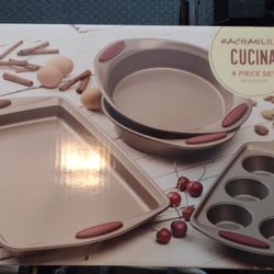 Rachael Ray Cucina Bakeware Set Includes Nonstick Cake Cookie Baking Sheet and Muffin Cupcake Pan, 4 Piece  