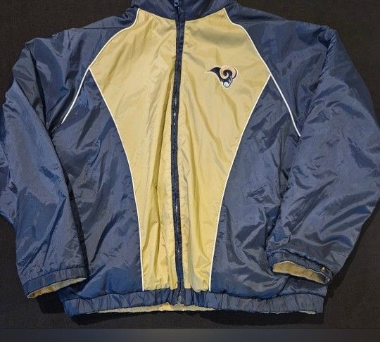 Saint Louis Rams Embroidered Mens Navy & Blue Reversible Fleece Jacket Size 2XL