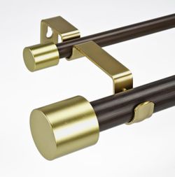 Dark Walnut Curtain Rods with Cap Finial, 72-144''