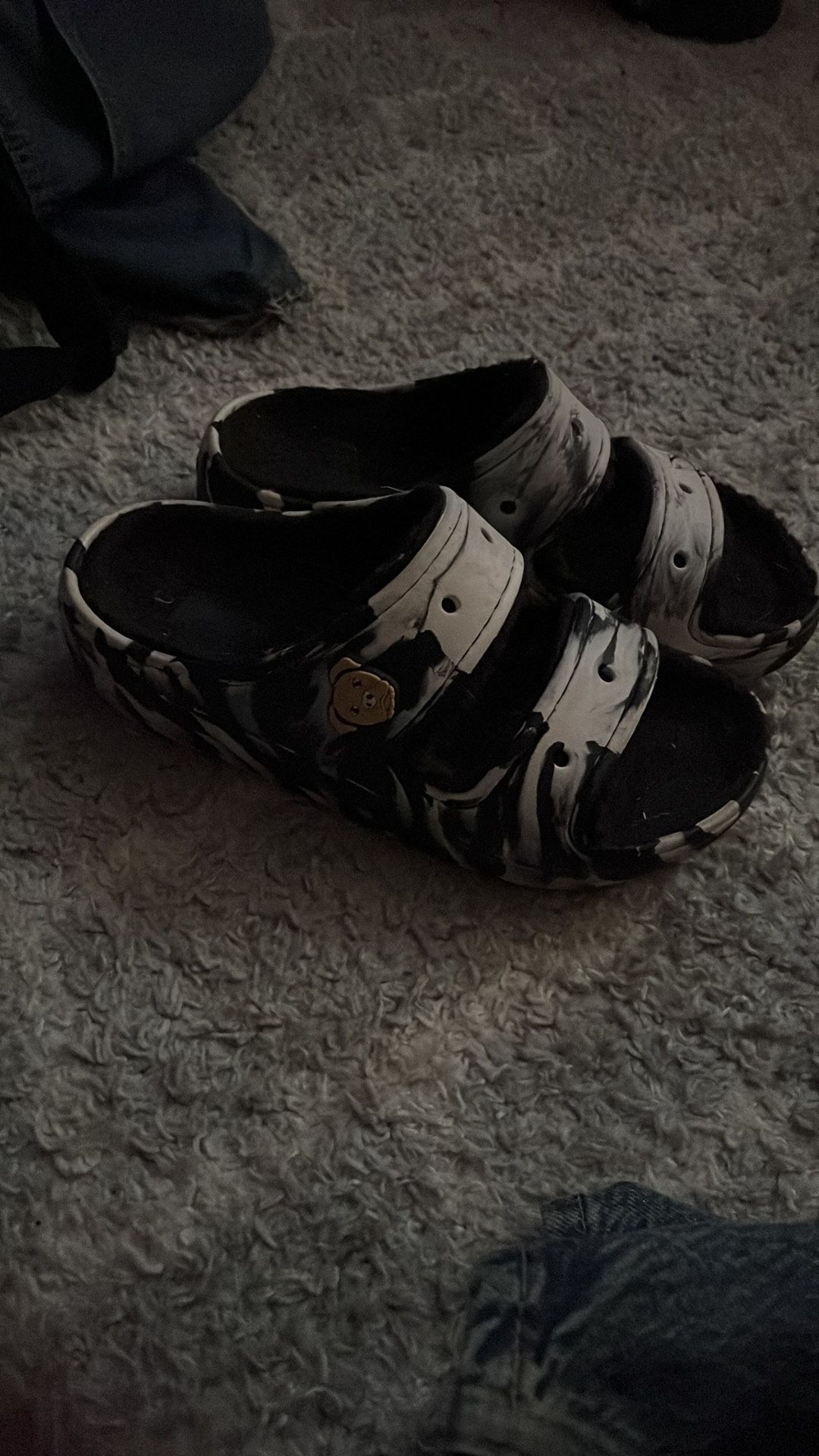 Black and White Slide Sandals