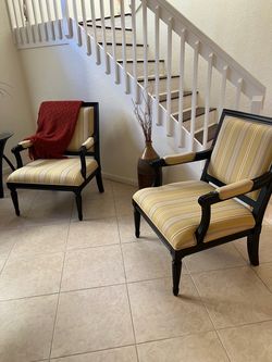 Set of 2 Striped Accent Armchairs