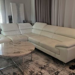 Real Full Leather White Sofa 