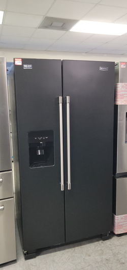 Maytag Side‑by‑Side Fridge – Black Stainless, Ice/Water Dispenser