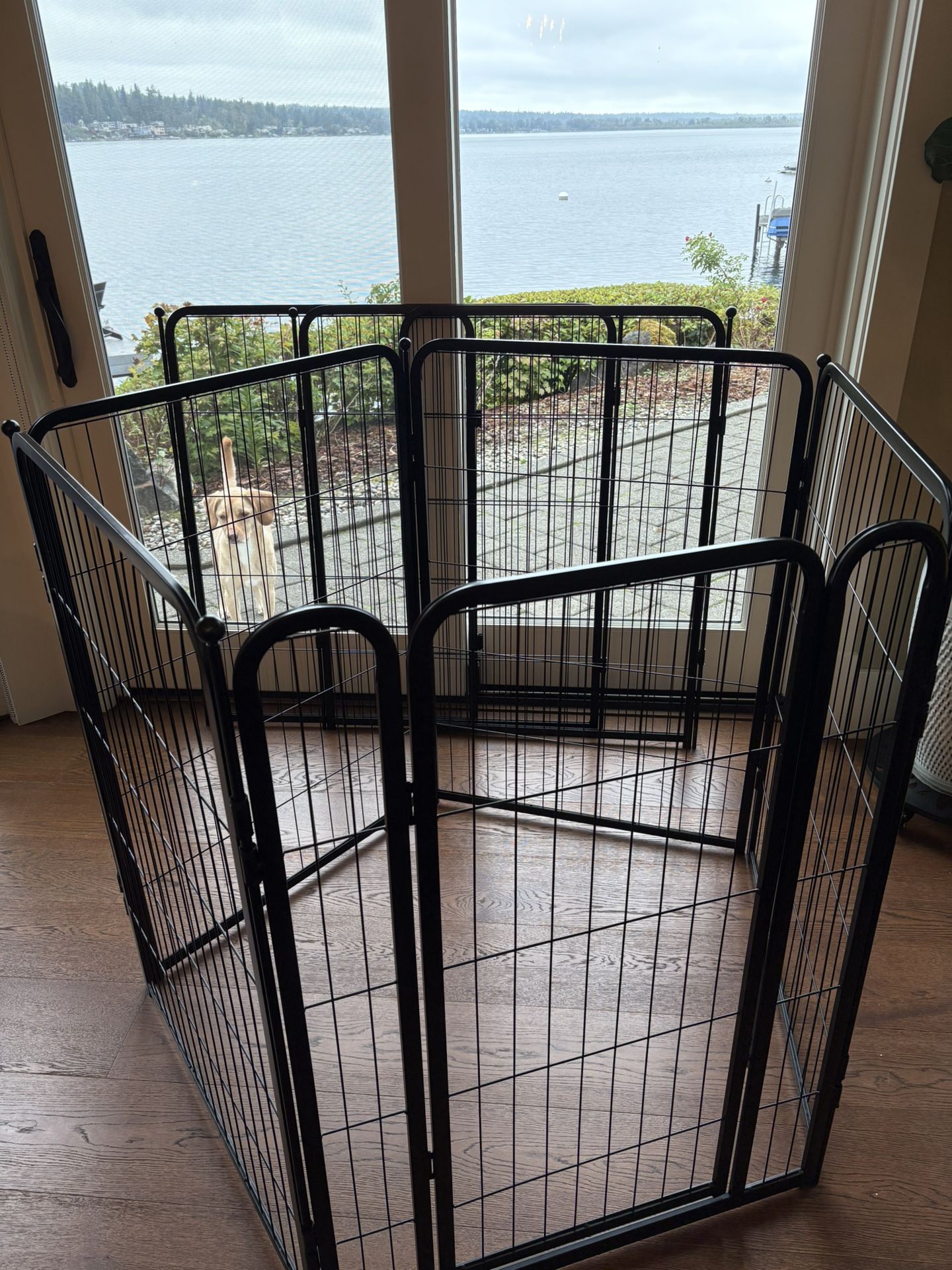 40” Unleashed Dog Playpen for Indoor, Yard, RV Camping, 24 inch 8 Panels for Small and Puppy Dogs, Black
