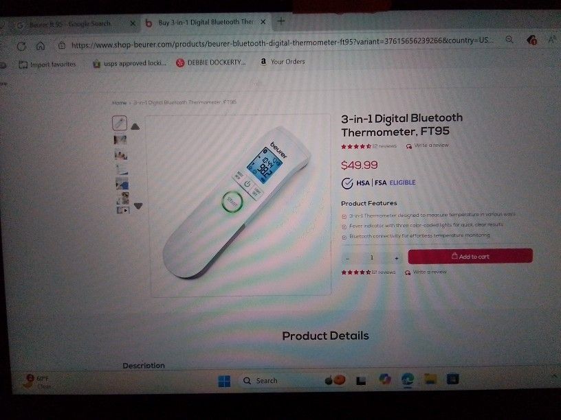 beurer Non-Contact Therometer (Smart Management Management) 3 In 1 W/free App