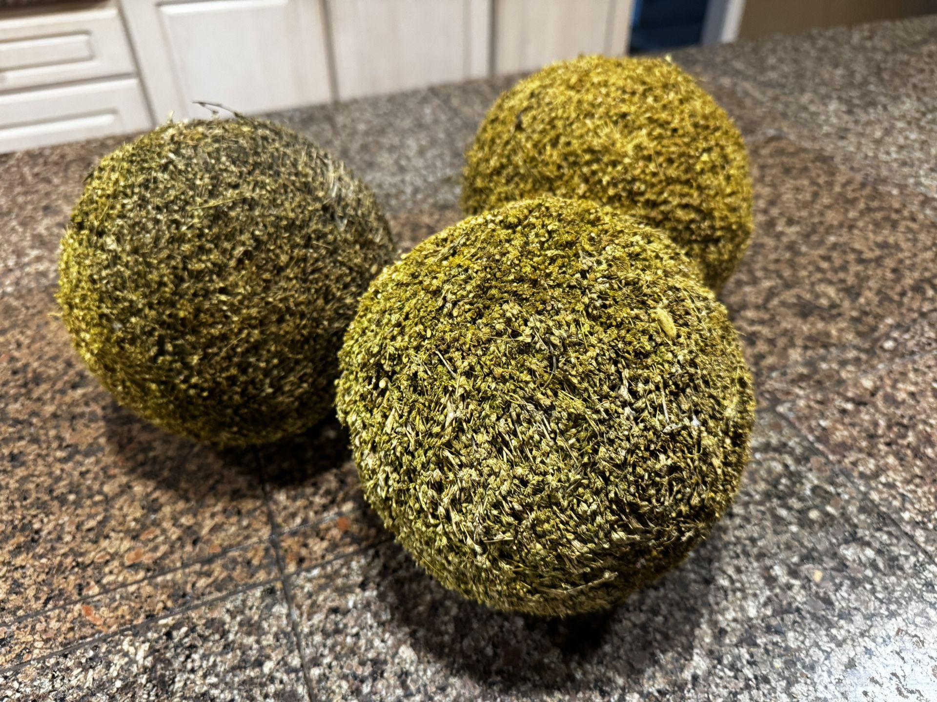 Three Decorative Moss Balls, 7 Inch