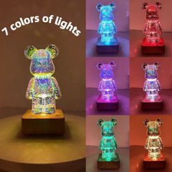 3D Bear Colorful Fireworks LED USB Night Light 