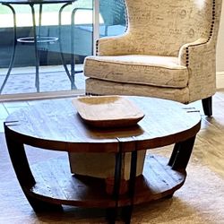  Wood/Iron Round Coffee Table & Console& 