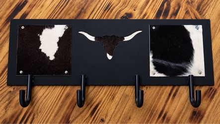 Handmade Steel & Genuine Cowhide Longhorn Rack