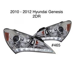2010 TO 2012 Hyundai Genesis 2DR LED Strip Projector Headlights - Chrome
