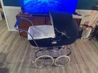Classic Navy Baby Pram with Chrome Frame