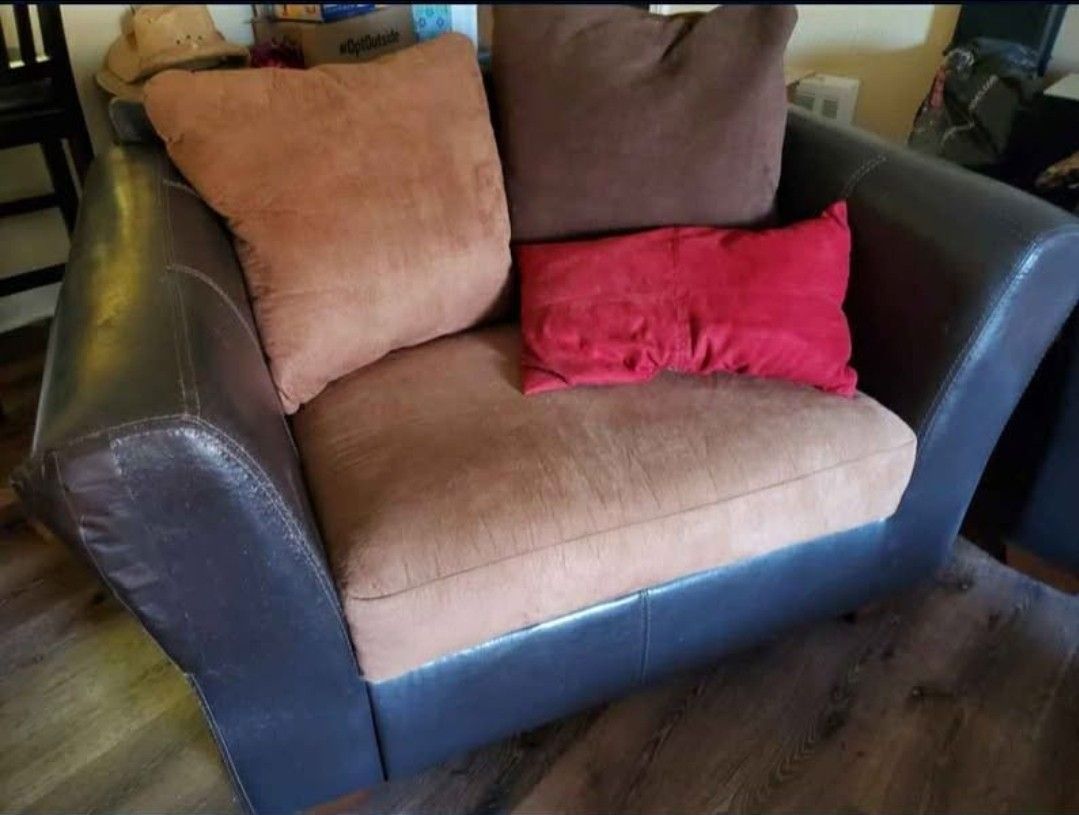 OBO- Oversized micro suede & faux leather chair - matching sectional sold separately