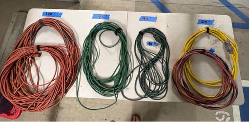 Lot of 8 Extension Cords 25–100 ft