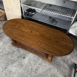 Solid Wood Oval Coffee Table – Sturdy & Classic