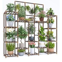 Plant Stand Indoor Tall Plant Stand Outdoor Large Wood Plant Shelf Indoor for 22 Pots Plants,4-tiers Plant Holder for Patio Living Room Gardening Balc