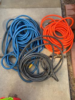Lot of 3 Air compressor Hoses – Blue, Orange, Black