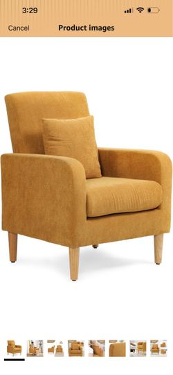 Athena Collection Modern Accent Chair with Cushion, Comfy Upholstered Fabric Reading Chair for Adult, Soft Sofa Armchair for Living Room, Bedroom, Dor
