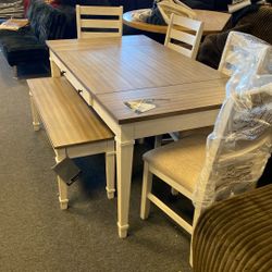 New Ashley Farmhouse Storage Dining Set Drawers Hidden Storage And More  $999 Can Deliver Ready For Halloween