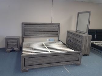 4 piece Eastern teen bedroom set comes it Eastern King bed frame dresser mirror and nightstand