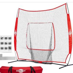 7x7ft Baseball Net for Batting and Pitching, Portable Softball Hitting Net with Carry Bag, Durable Batting Net for Backyard, Practice & Training