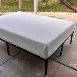 Full size bed frame and memory foam mattress