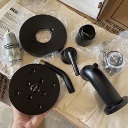 delta matte black shower trim set new