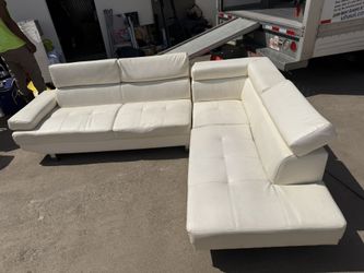 White Modern Leather Sectional 