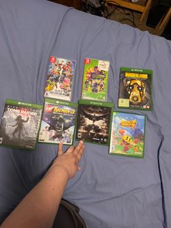 Lot of 7 Video Games Xbox One and Nintendo Switch pac man closed