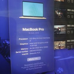 2018 15 Inch Macbook Pro I7
