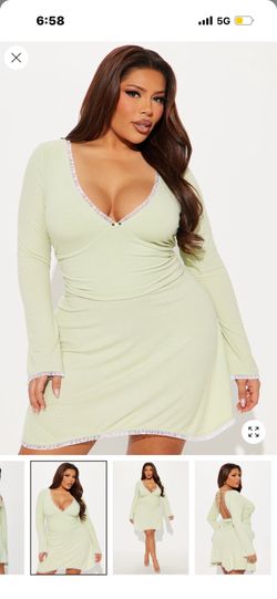 Plus size ribbed mini dress sage green