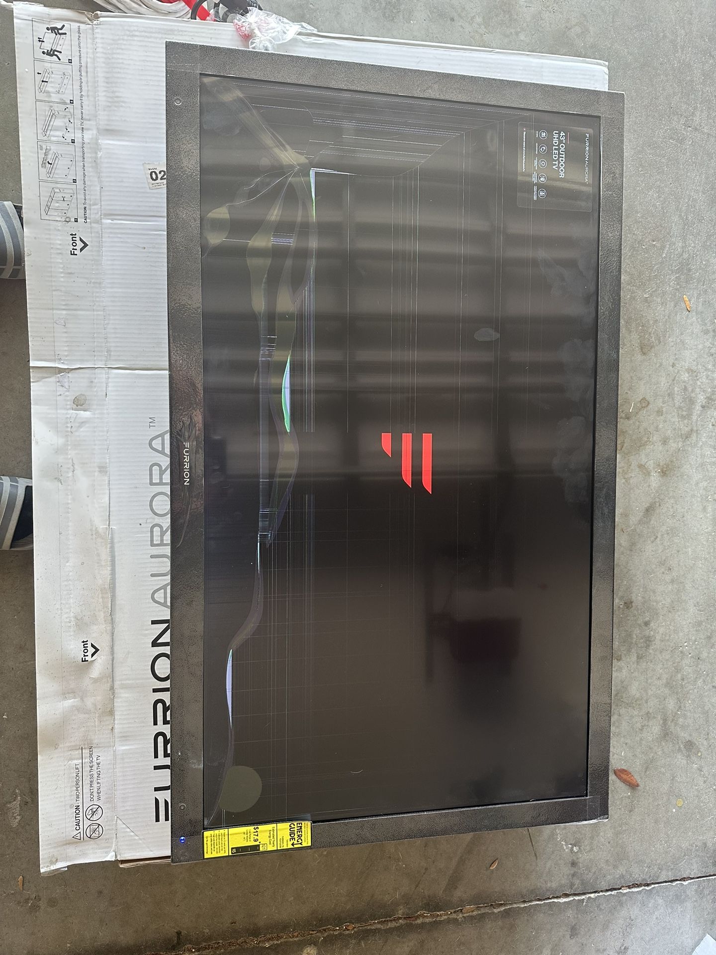 Outdoor TV With Cracked Screen