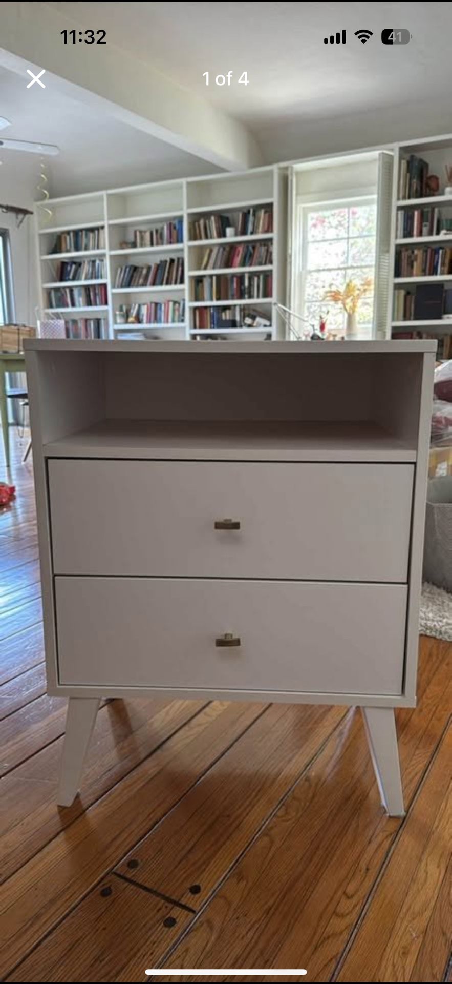 MCM 2 drawer white nightstand